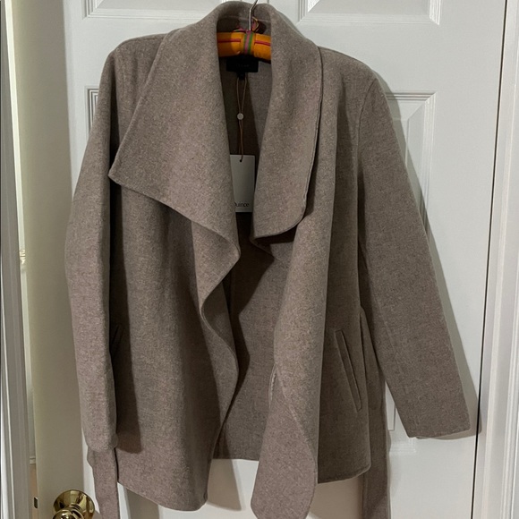 NWT Quince Double-Faced Merino Wool Draped Collar Short Wrap Coat in Oat Size XS - Picture 2 of 10